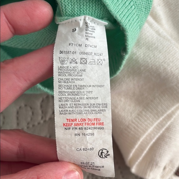 Catimini Green Green and Ecru Cardigan Set size 9 months - Picture 7 of 9